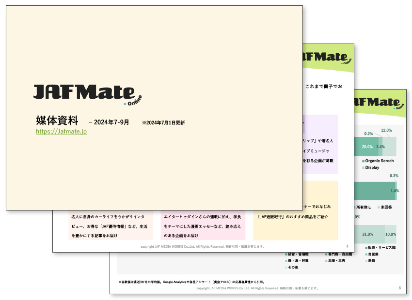 JAF Mate Online 媒体資料のサンプル